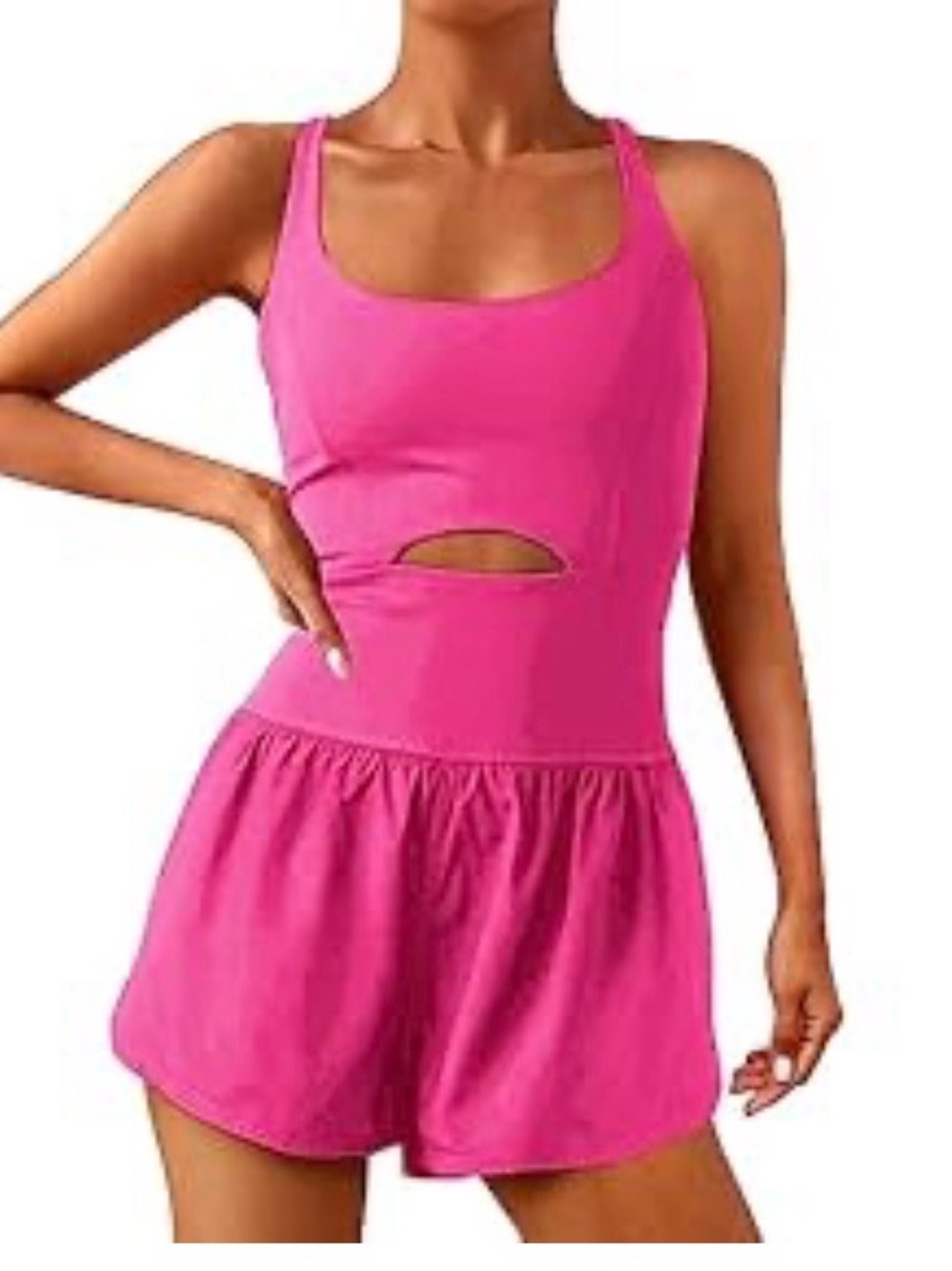 NWOT Hot Pink Crossback Athletic Romper, S